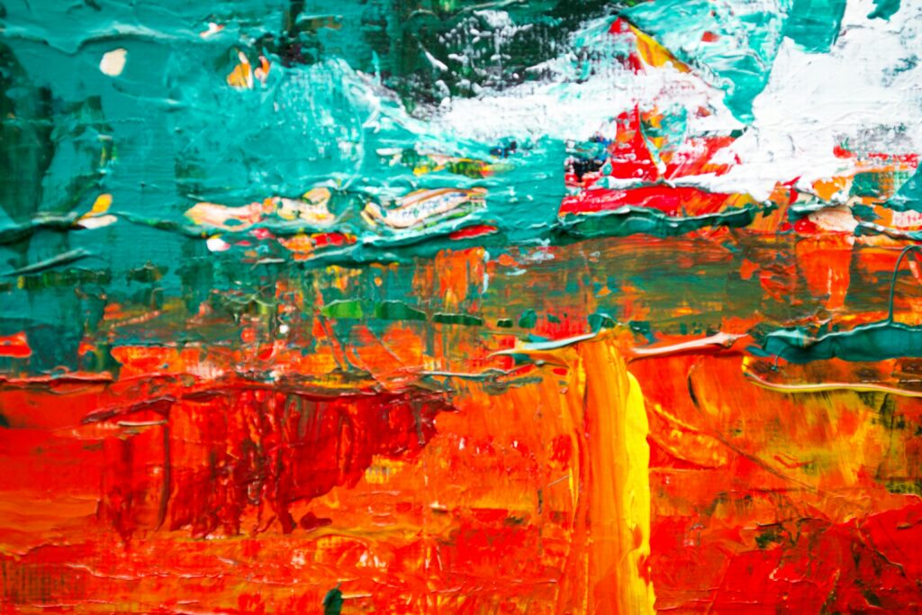 A lively abstract painting with bold strokes and vivid colors to enhance any space.